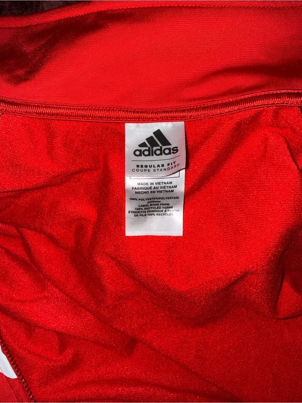 Adidas Youth XL 18/20 Red Full Zip Track Jacket 3 Stripe Logo Athletic